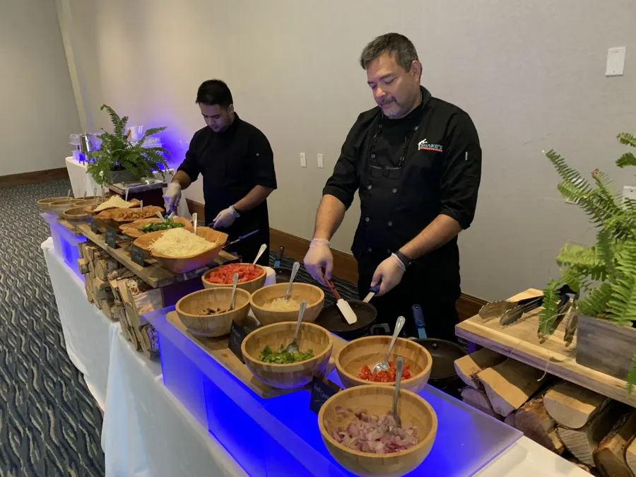 Chefs at the omelet station