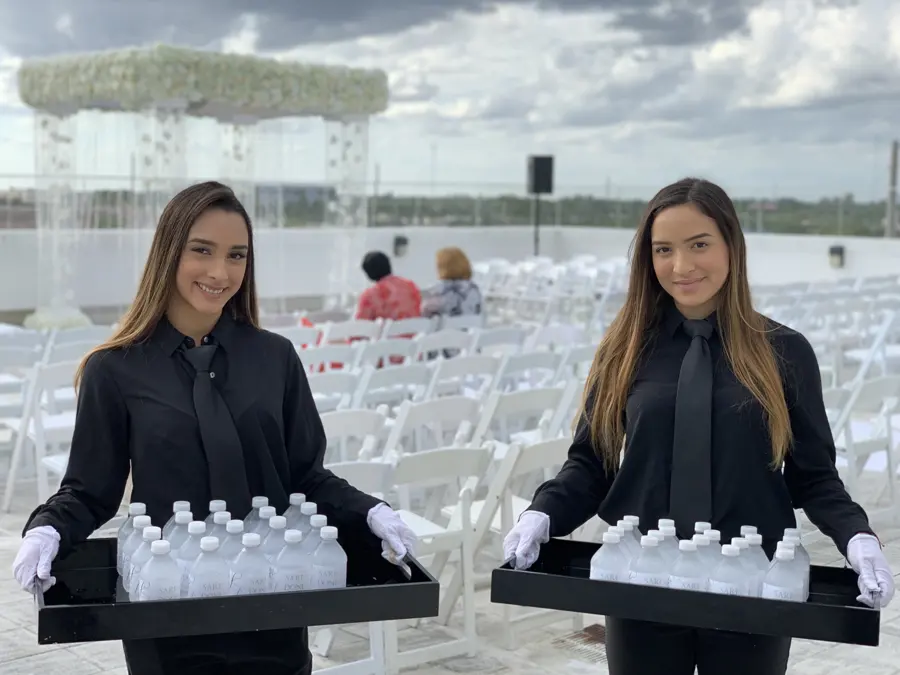 Welcome team at a rooftop ceremony