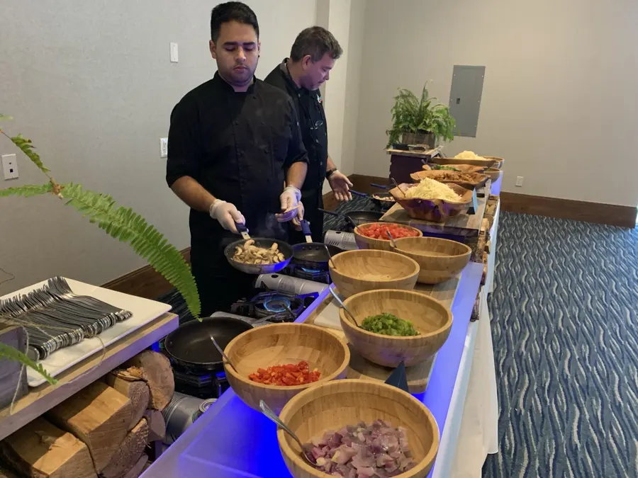 Chefs cooking live at the station