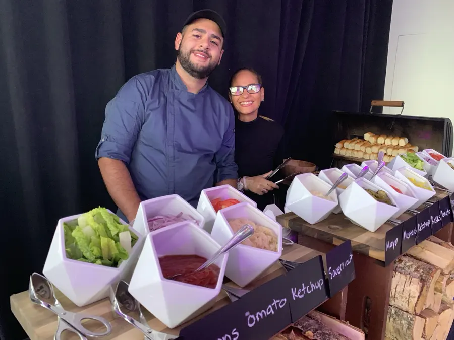 Chef and team at the burger station